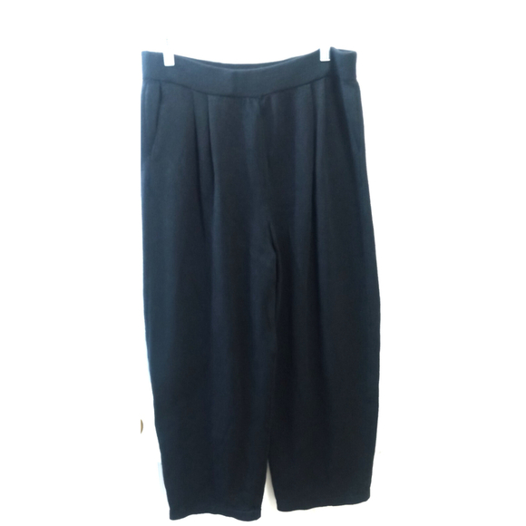 St. John Pants - St. John Womens Santana Knit Wide Leg Pants Sz 14 Black Quiet Luxury Comfy EUC